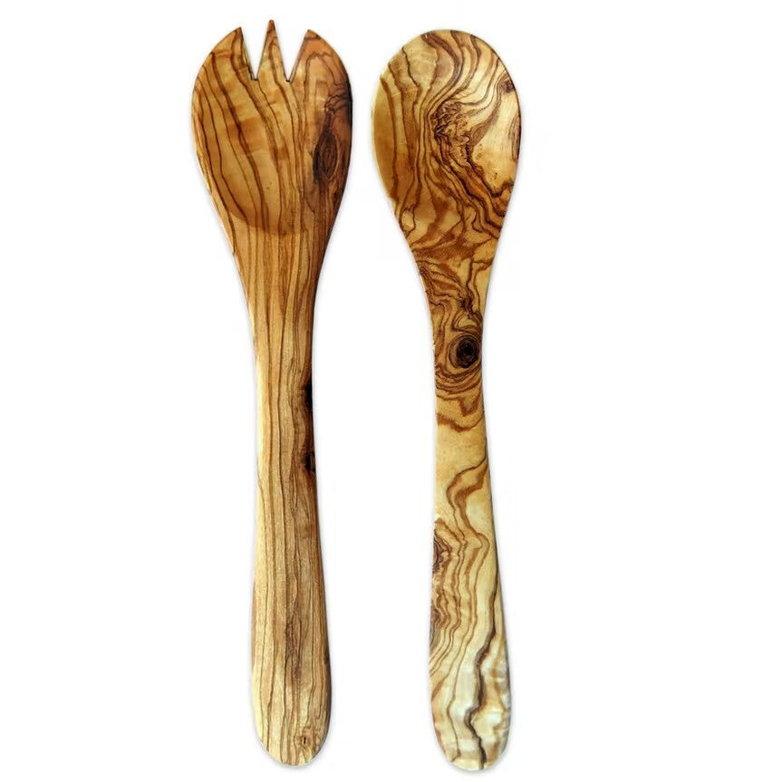 Salatbesteck groß aus Olivenholz - 36cm