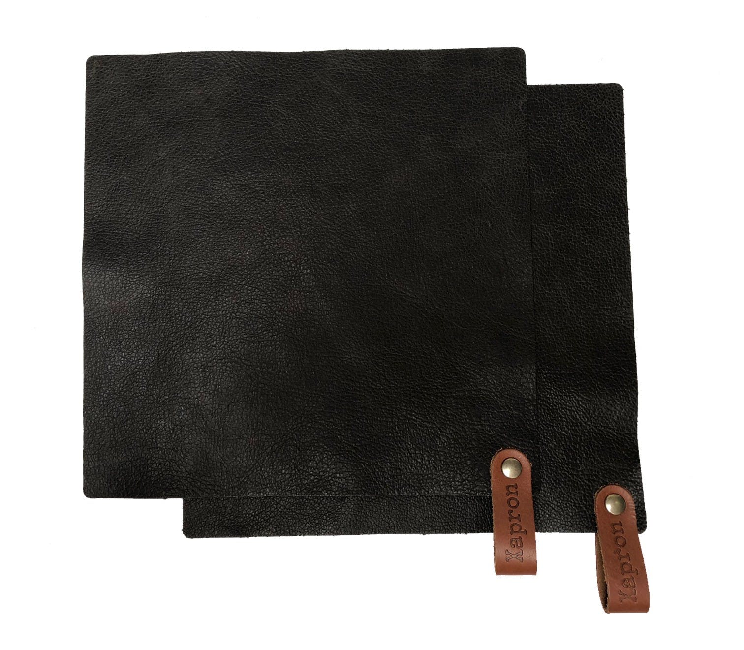 Handgefertigte Topflappen aus echtem Büffelleder - 2 Stück - braun