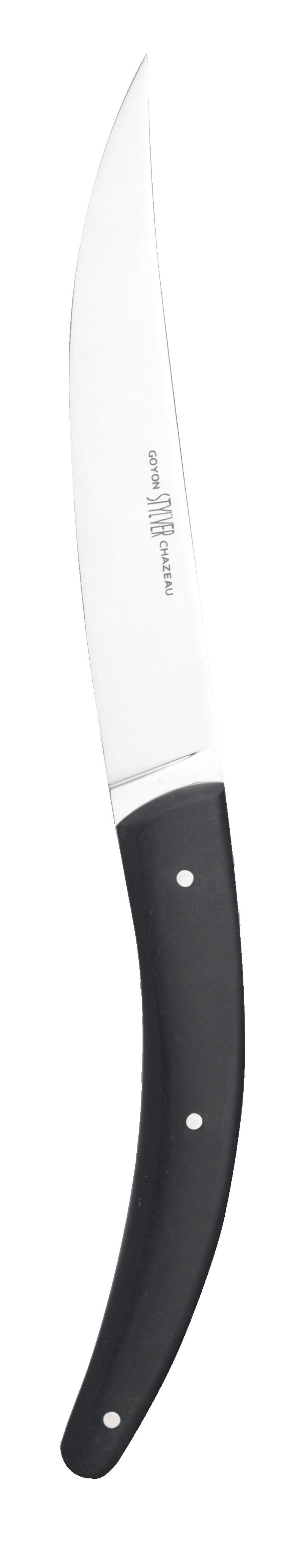 Set mit 6 Stück "Stylver Brasserie" Steakmessern von Goyoun Chazeau - Griffe aus Paperstone - schwarz