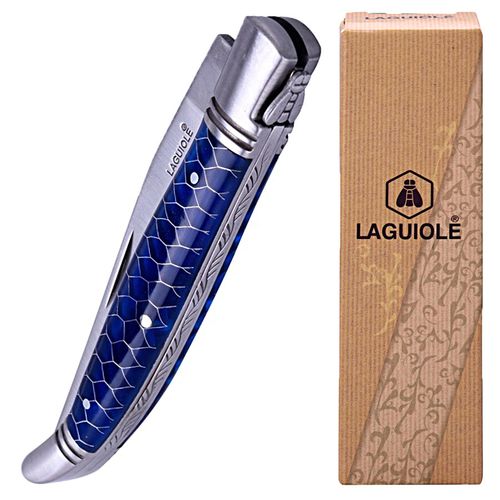 Laguiole klappbares Taschenmesser "Blue Honeycomb"