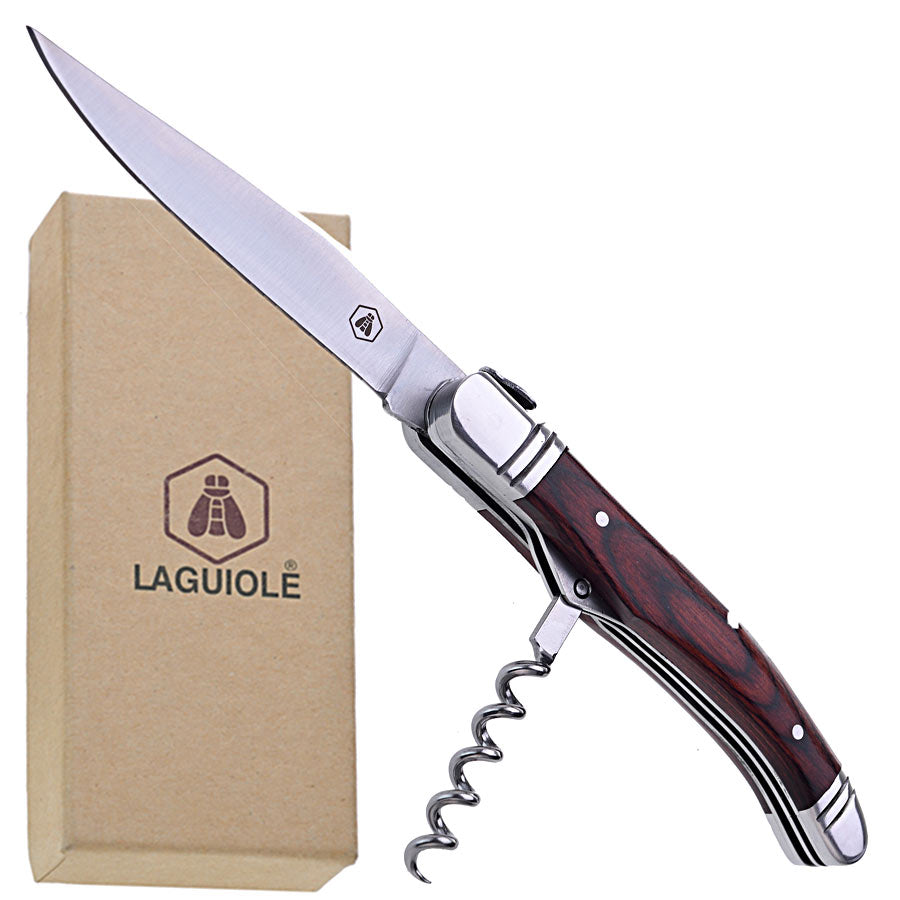 Laguiole klappbares Taschenmesser mit Korkenzieher "Pakkaholz"