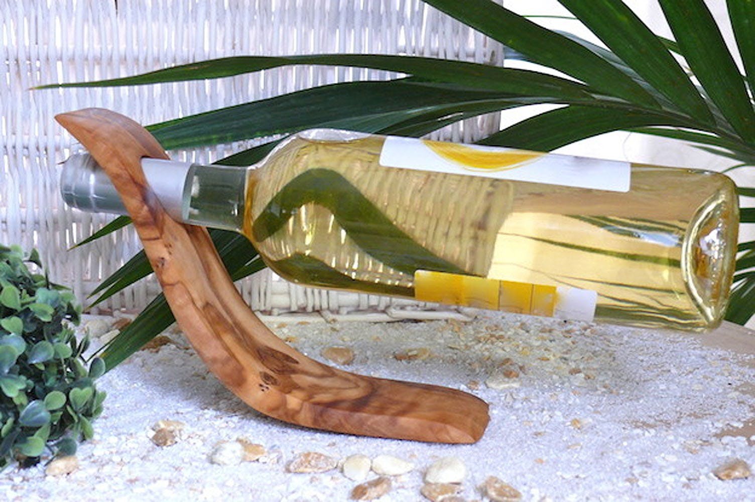 Weinhalter - Flaschenhalter - Weinständer - Weinpendler Welle aus Olivenholz