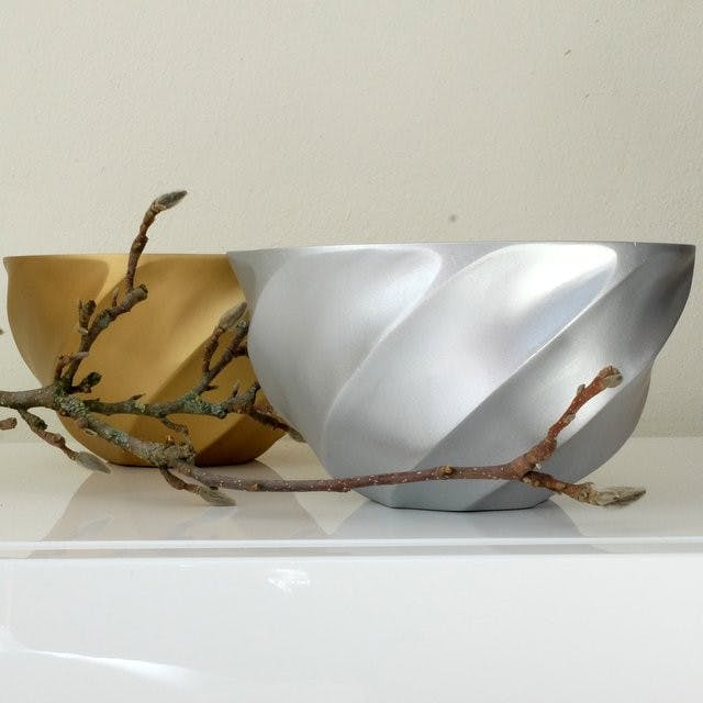 "Helix silber XL" ökologisch nachhaltige und handgefertigte Holzschale - Obstschale - Salatschale von SueBeeker