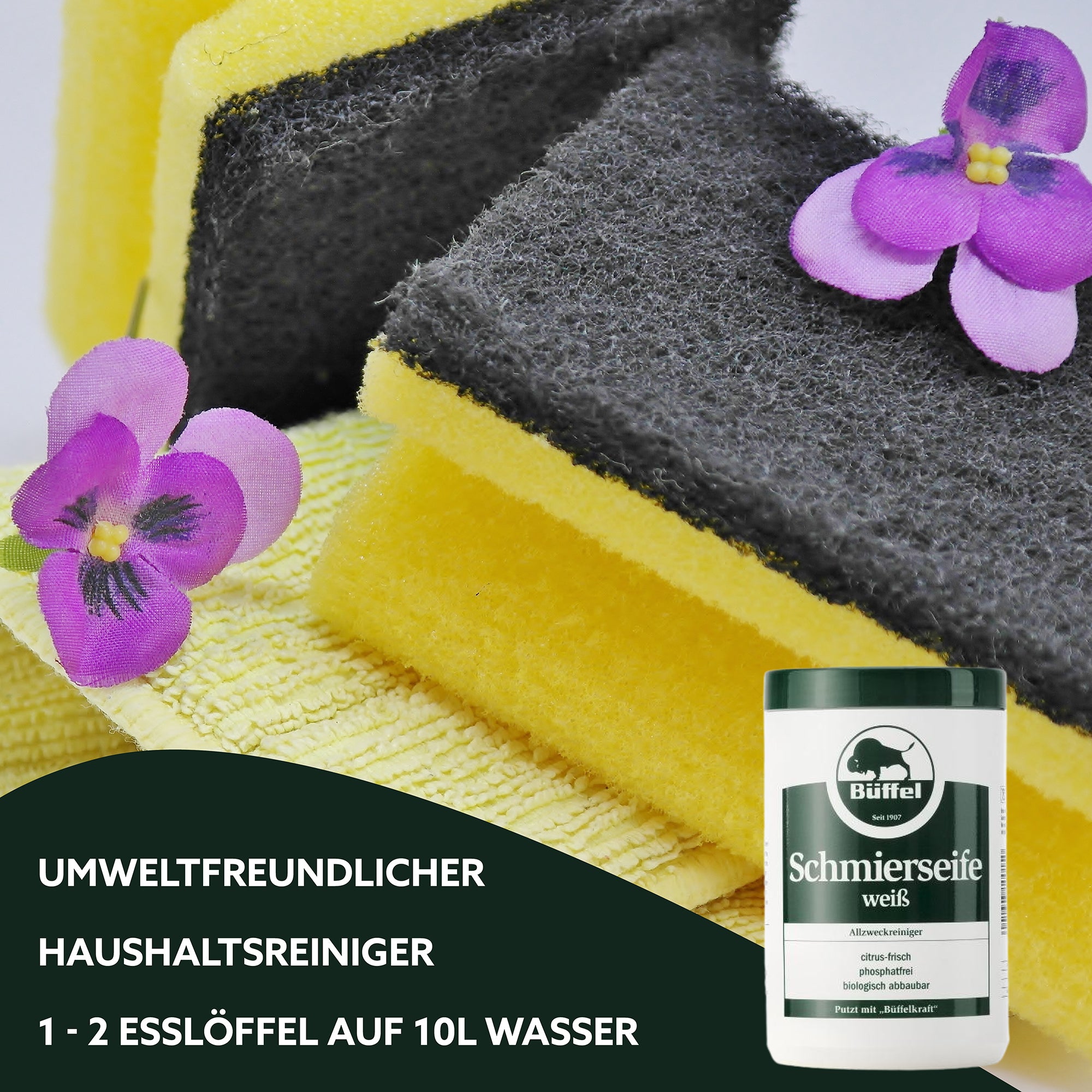 Büffel Schmierseife weiß 1000ml - Allzweckreiniger mit Citrusfrische