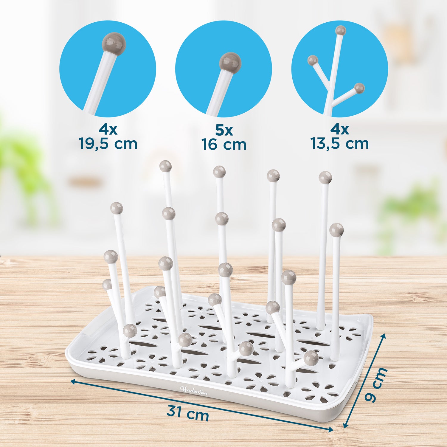 Trockenständer für Babyflaschen – Abtropfgestell Babyflaschen und Zubehör - braun