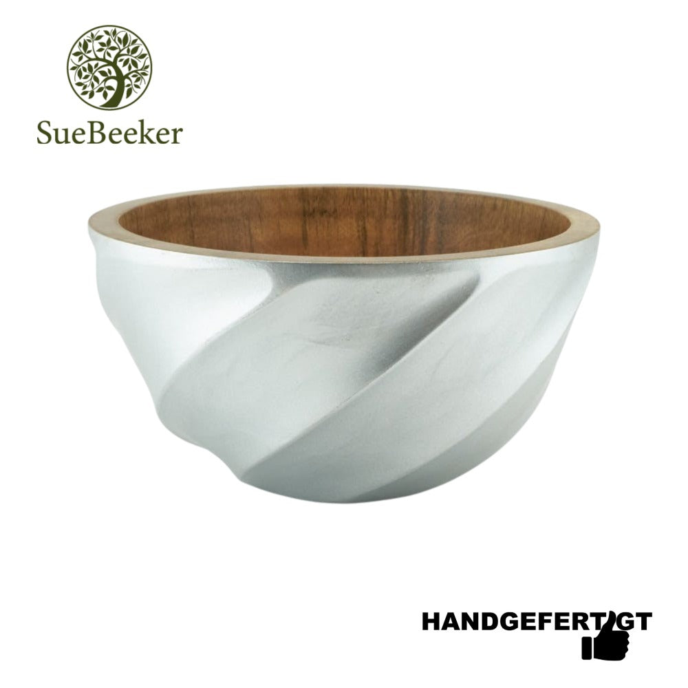 "Helix silber XL" ökologisch nachhaltige und handgefertigte Holzschale - Obstschale - Salatschale von SueBeeker