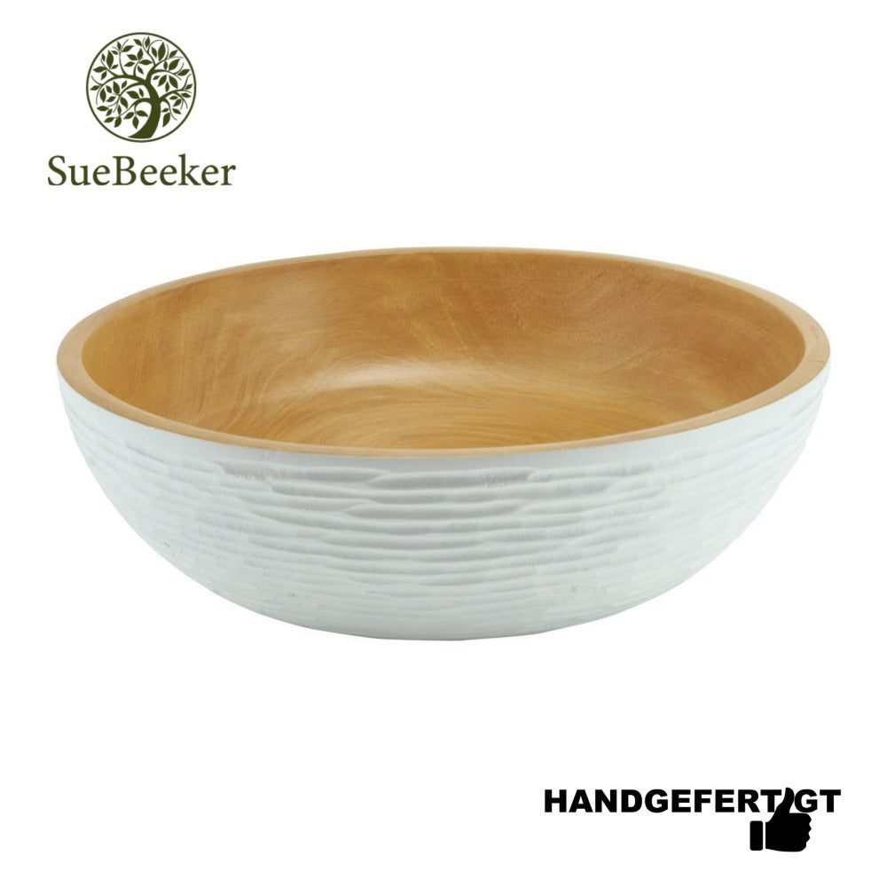 "Carved low weiss XL" ökologisch nachhaltige und handgefertigte Holzschale - Obstschale - Salatschale von SueBeeker