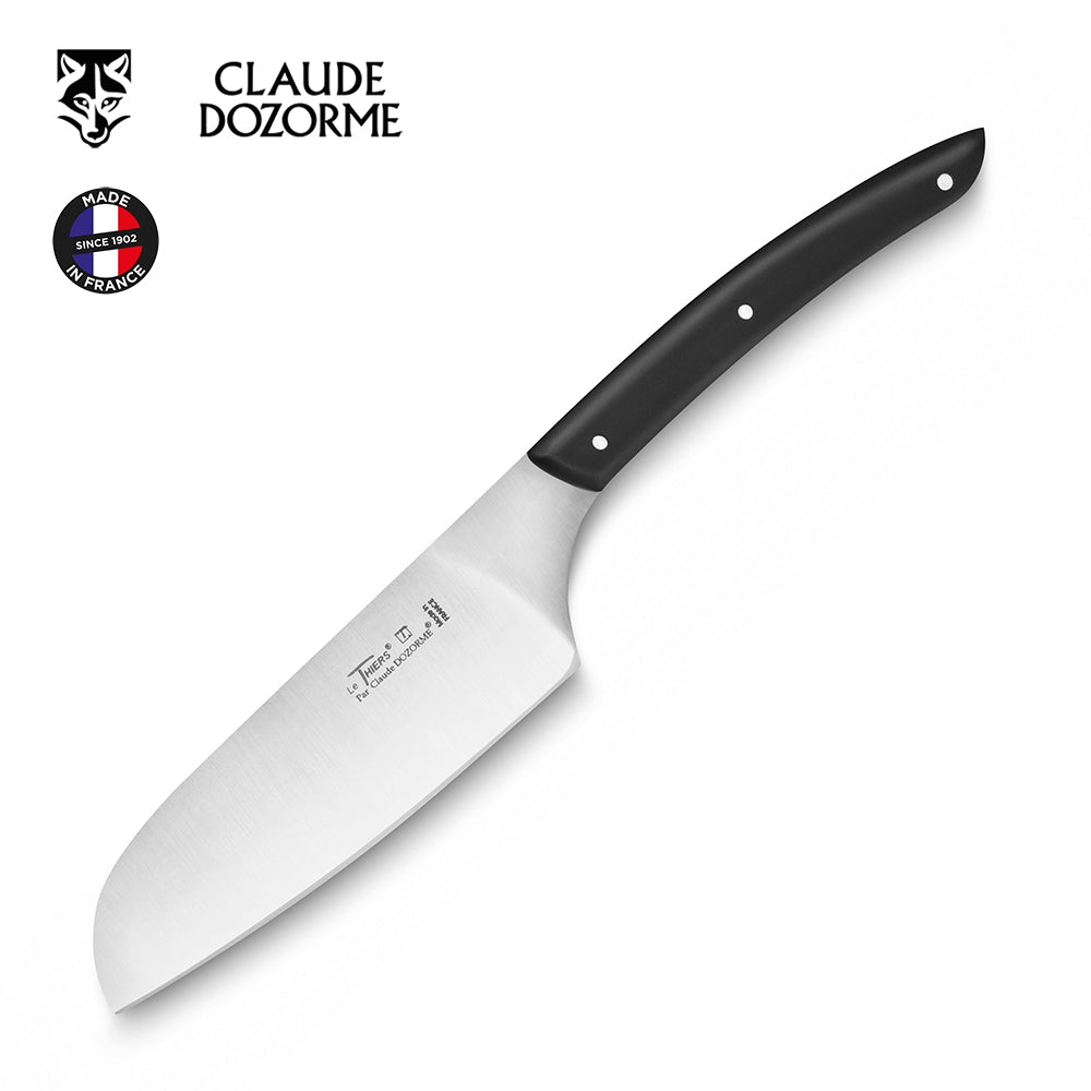 Claude Dozorme: Handgefertigtes Santokumesser mit schwarzem Griff