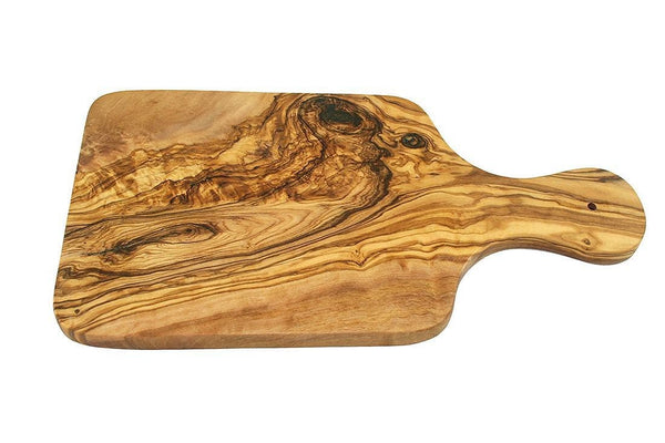 Frühstücksbrett mit Griff aus Olivenholz ( 27 x 15 cm)