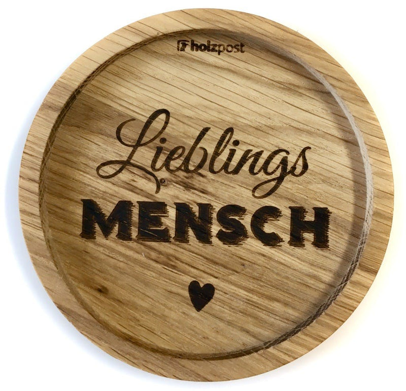 Untersetzer Motiv "LieblingsMensch" aus geöltem Eichenholz von Holzpost