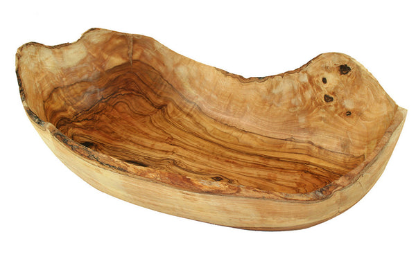 Obstschüssel - Obstschale mit rustikalem Rand (L35-39 cm) aus Olivenholz