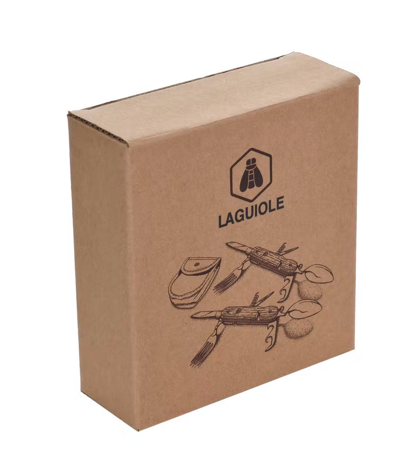 Laguiole - Zusammenklappbares  Outdoor- Wanderbesteck mit Tasche - für 2 Personen