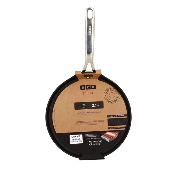 Pfannkuchenpfanne - Crêpespfanne aus geschmiedetem Aluminium - Serie ECLIPSE Ø 28 CM von OGO