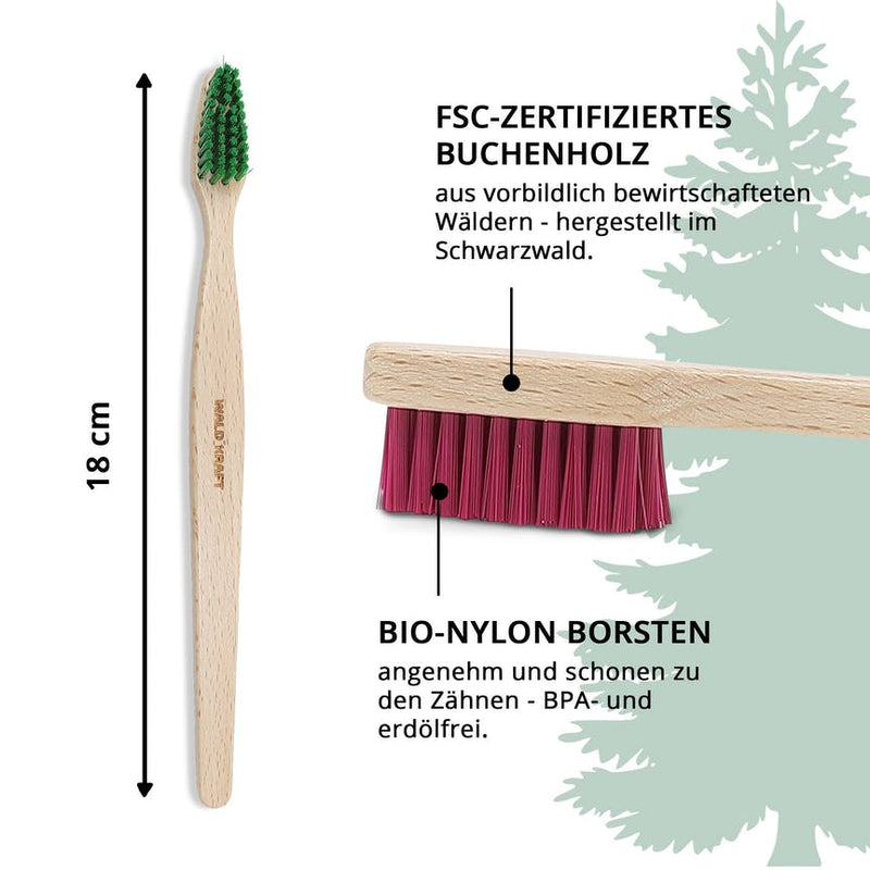 Nachhaltige Buchenholz Zahnbürsten für Erwachsene - 1 Stück
