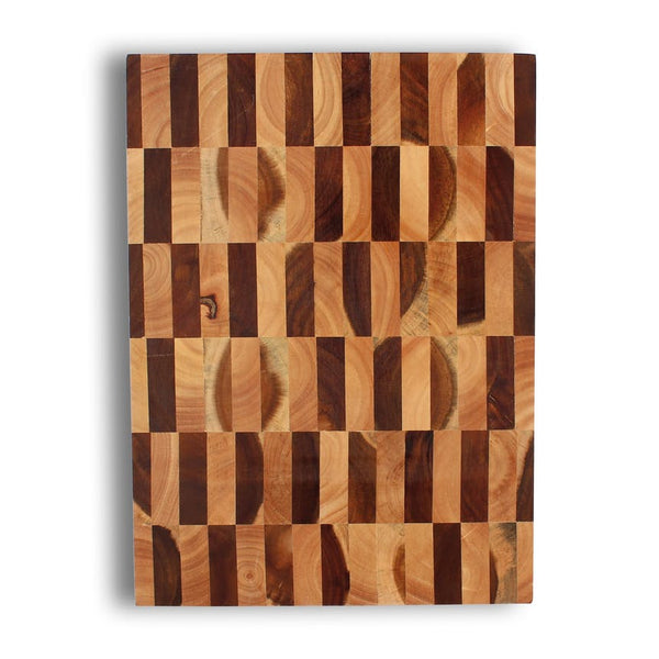Schneidebrett - Hackblock aus Akazien Kopfholz im Schachbrettmuster 43 X 31 CM von OGO