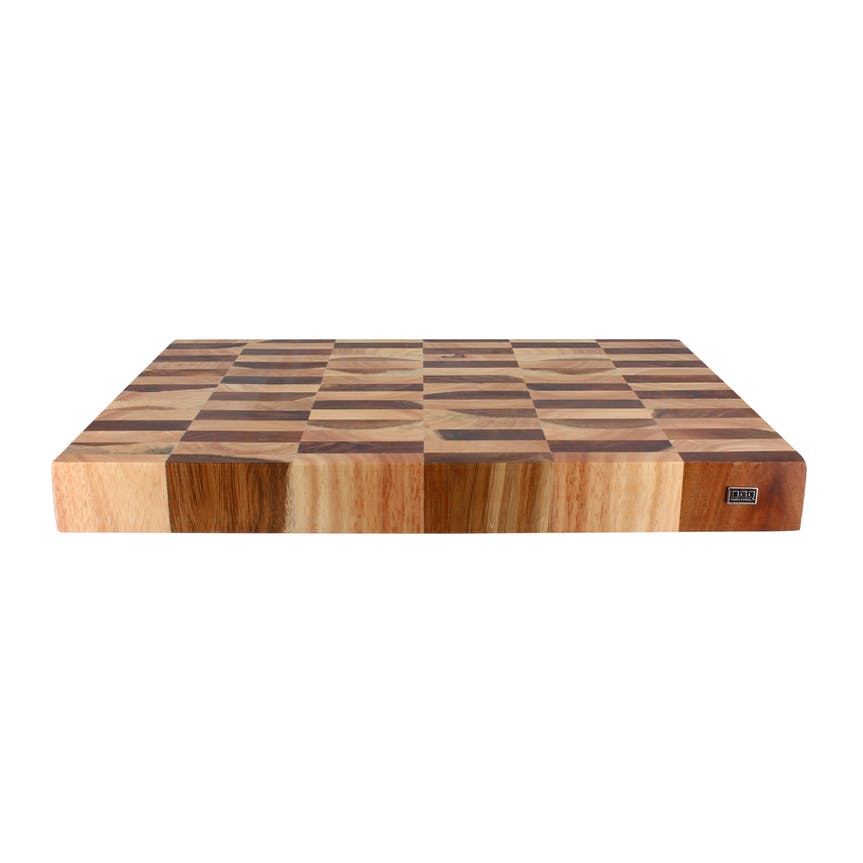 Schneidebrett - Hackblock aus Akazien Kopfholz im Schachbrettmuster 43 X 31 CM von OGO