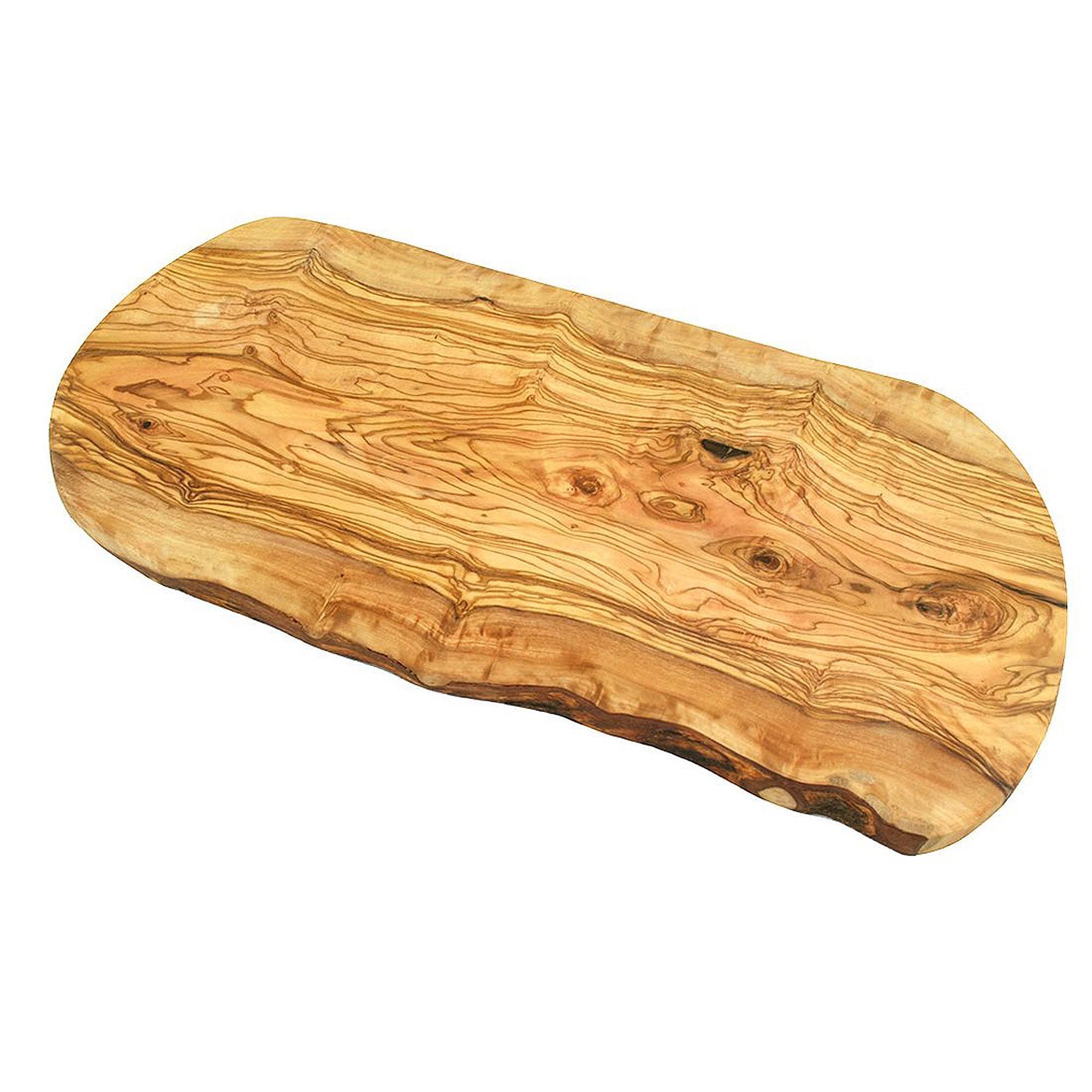 Schneide- Servierbrett Rustikal aus Olivenholz (Länge 45 – 49 cm)