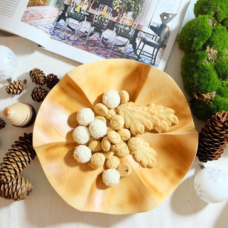 "Lotus leaf natur L" ökologisch nachhaltige und handgefertigte Holzschale - Obstschale - Salatschale von SueBeeker