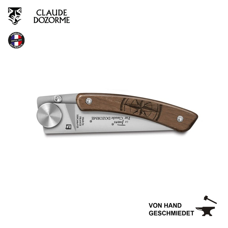 Claude Dorzorme - Taschenmesser mit Walnussgriff und Kompassmotiv -Liner Lock Thiers® Nature