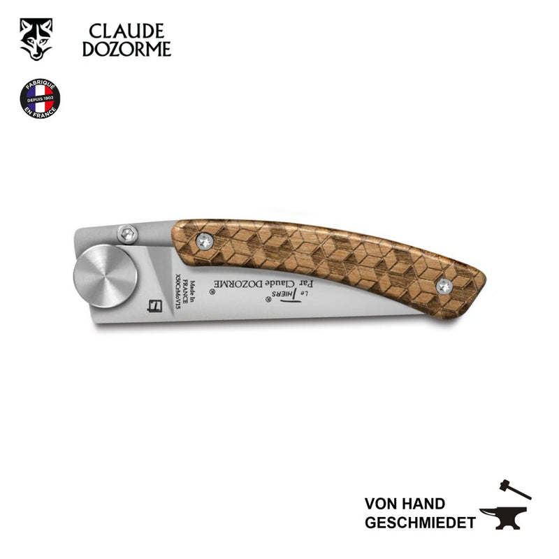 Claude Dorzorme -  Taschenmesser mit wabenförmigem Eichenholzgriff -  Liner Lock Thiers® Nature