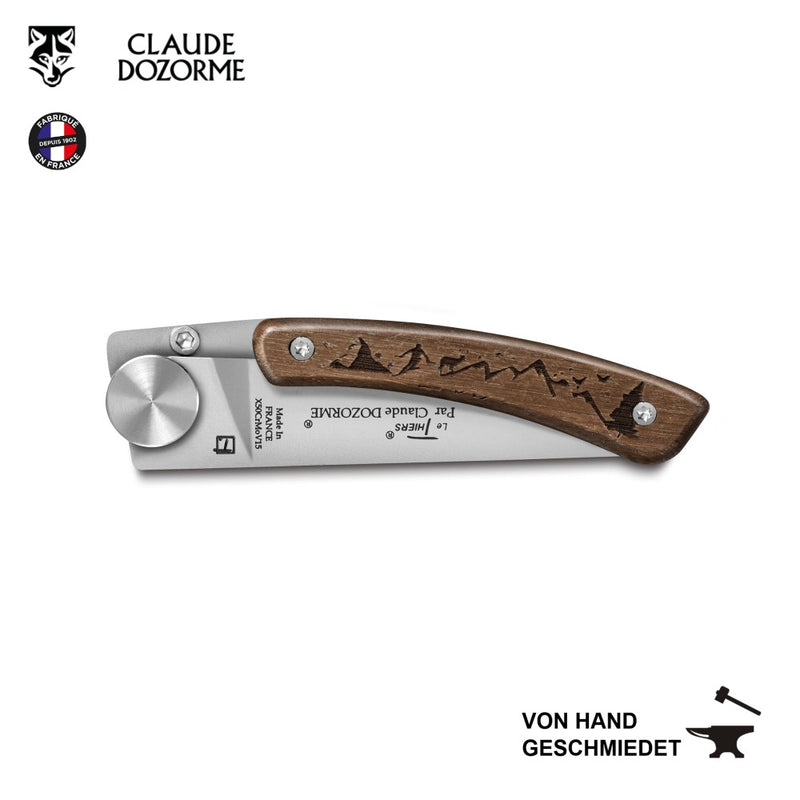 Claude Dorzorme - Taschenmesser mit Walnussgriff und Motiv Alpen - Liner Lock Thiers® Nature