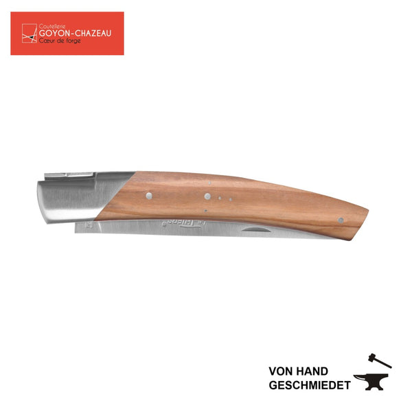Taschenmesser klappbar 12cm  - handgeschmiedet - Le Thiers Pirou von Goyon-Chazeau - Griff aus Olivenholz