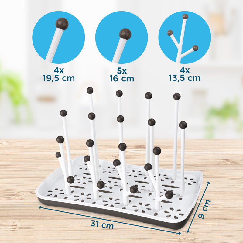 Trockenständer  für  Babyflaschen  –  Abtropfgestell  Babyflaschen und Zubehör - grau