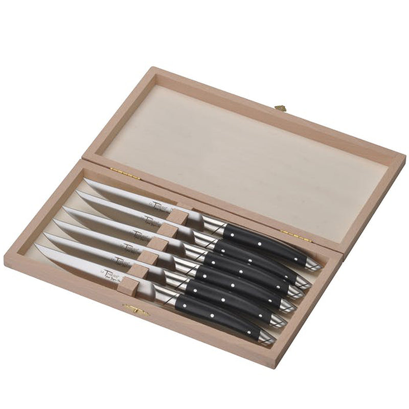 Set mit 6 Stück "Le Thiers Avantage" Steakmessern von Goyoun Chazeau  - schwarzer Griff